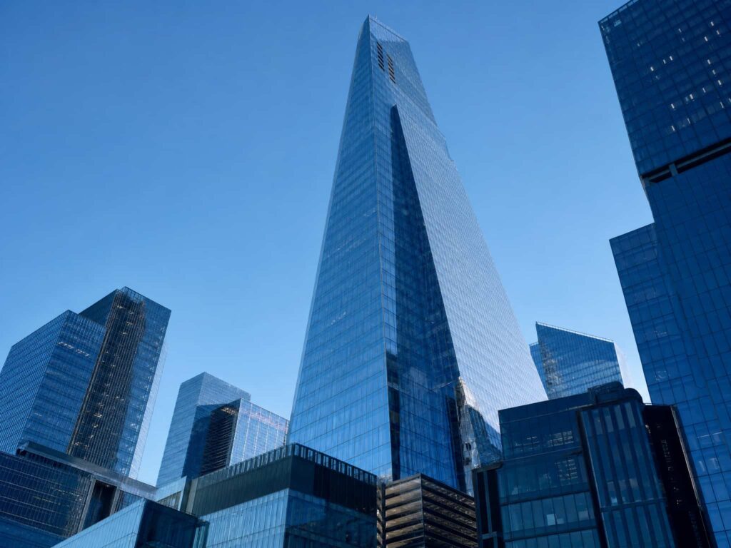 Modern office architecture in a major US business district, representing BM Solutions' focus on dynamic business growth.